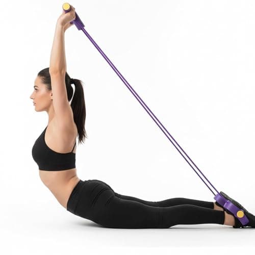 Foot Pedal Resistance Band 4 Tube Exercise Band for Home Workout Pilates — view 6