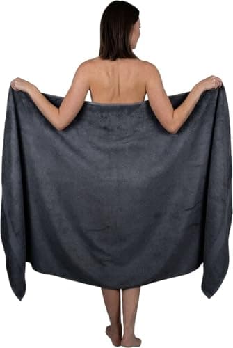 Wholesale Trade Dealz Extra Large Bath Sheet 100 x 200 cm Super Jumbo Big Bath Sheets Towels Beach Body Wrap XL Bath Towels 600-GSM (Charcoal Grey)