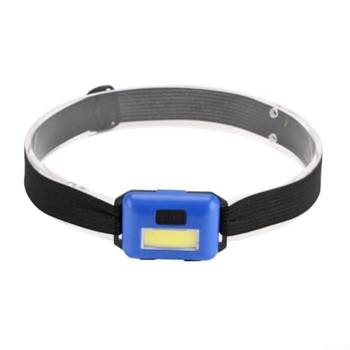 Comgooldool Super Light COB LED Headlamp With 3 Modes, Adjustable Strap For Running Cycling Hiking Fishing, Compact Outdoor Night Ride Head Torch For Adults And Kids, for battery Not Included(Blue)