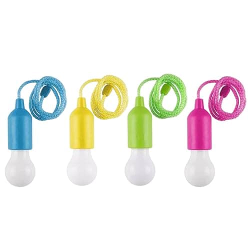 StaZamor 4PCS Portable Hanging Battery Operated LED Pull Cord Light Bulb, Camping Lamp for Party, Weddings, Festivals, Child Room Decoration (Not Included) — view 5