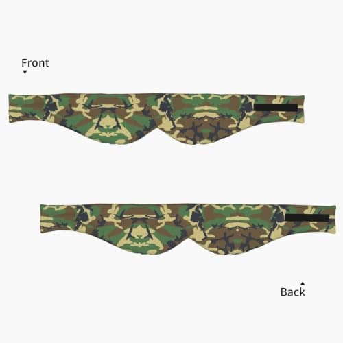 Green Military Camo Print Sleep Mask Wide Wraparound Reversible Light Blocking Travel Fit — view 2