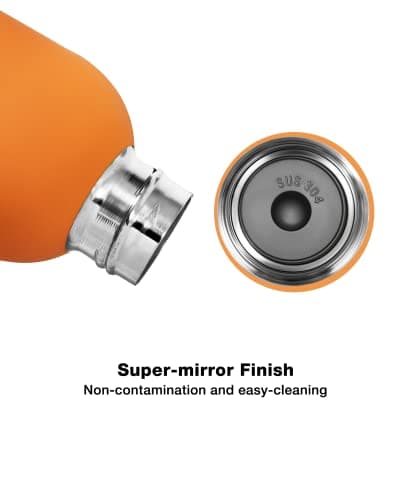 Exllena Metal Water Bottles with Water Bottle Buckle, Double Wall Vacuum Insulated Water Bottles 12 Hrs Hot/24 Hrs Cold, 750ml Stainless Steel Water Bottle BPA Free (Orange) — view 2