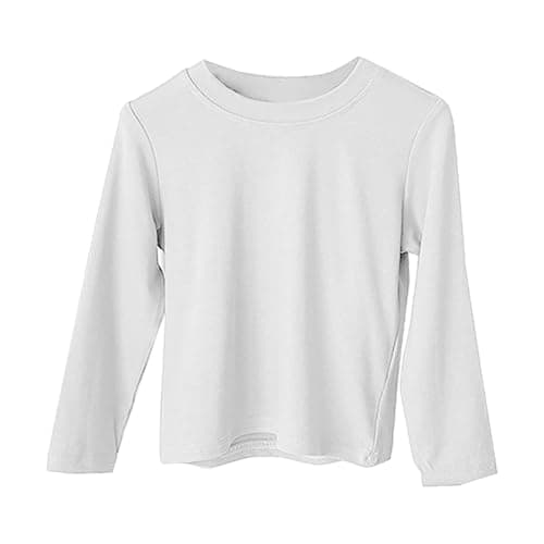 Kids Girls Thermal Long Sleeve Shirt Girls Light Plain Crewneck Tops Fall Winter Cotton Undershirt Cute Pullover Clothes 2026 Teen School Travel Vacation Party Tees Clothes White Size 9-10 Years