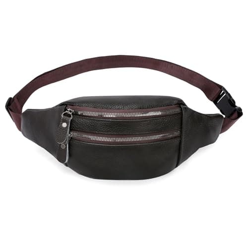 GAEKEAO Bum Bag Fanny Pack for Women Men Genuine Leather Waist Bags for Running Sport Hiking Travel
