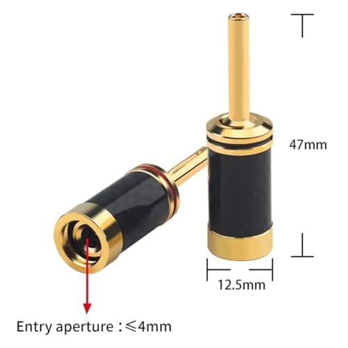 Aundhegrtt Copper Carbon Fiber Banana Plug HiFi for Amplifier Speaker Cable Connector 4pcs Audiophile Audio Adapter for Amplifier — view 6