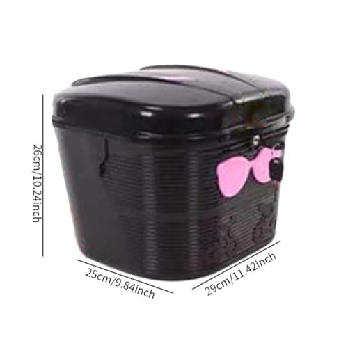 FytStycale Electric Bike Basket Front Mounted Storage Box Lock Design 20L Large Capacity with Lid Heavy Duty Basket for Biking, Black Pink — view 3