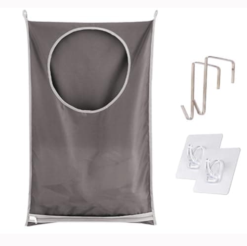 Hanging Laundry Hamper,Tear-resistance Door Hamper with Stainless Steel Hooks and Adhesive Hooks,Space Saving Hanging Laundry Hamper Bag and Bathroom Over The Door Hamper(77 x 50 cm)
