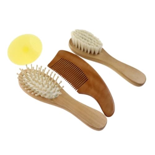 TOPPERFUN Bathing Utensil Head Massaging Brush Tender Brush Set Small Beech Wool Soft-bristle Keeps Head Clean for Travel and Outdoor Use