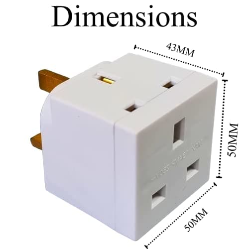 2 Way Plug Adapter UK Outlet Extender Double Socket Adapter Multiplug with Multi Plug for Bedroom Kitchen Bathroom Study Desk Shelf and Landing White 3 Pack — view 2