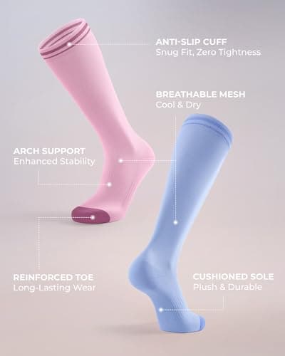 FITRELL 4 Pairs Compression Socks for Women and Men 15-20 mmHg Flight Socks — view 5