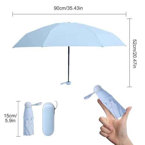 YZDZSW 6 Ribs Windproof Compact Umbrella, Small Umbrella for Handbag, Blue — view 2