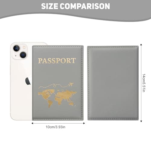 ILIYAH Passport Cover - Waterproof Travel Accessories, PU Leather Holder (Grey) — view 3