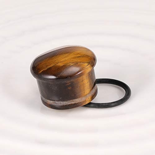 ZeSen Jewelry Tiger Eye Natural Stone Brown Ear Plugs Single Flare Ear Gauges Expander with O-Ring Body Piercing (Gauge=0g(8mm)) — view 6