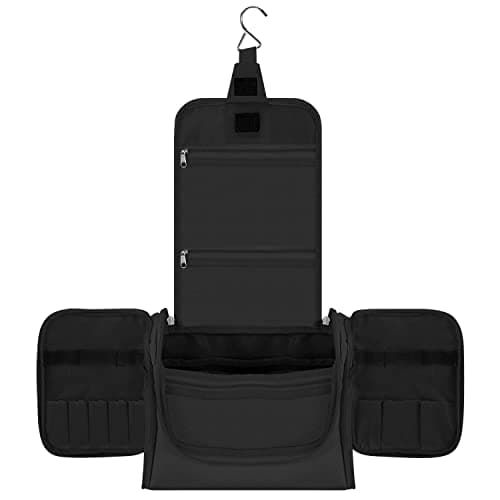 Vinsani Premium Toiletry Bag 5 Compartment Travel Wash Bag Unisex, Black