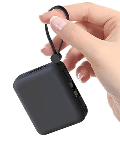 Small Power Bank, 10000mAh Fast Charging Portable Charger with Built-in Cables, 22.5W PD LED Display Travel Essential USB C Battery Pack for iPhone 16/15/14/13 Android Tablet (Black)