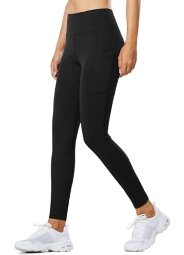 baleaf Women's Fleece Lined Leggings Thermal Water Resistant Legging High Waisted Winter Running Hiking Sports Trousers with Pockets Black M — view 6