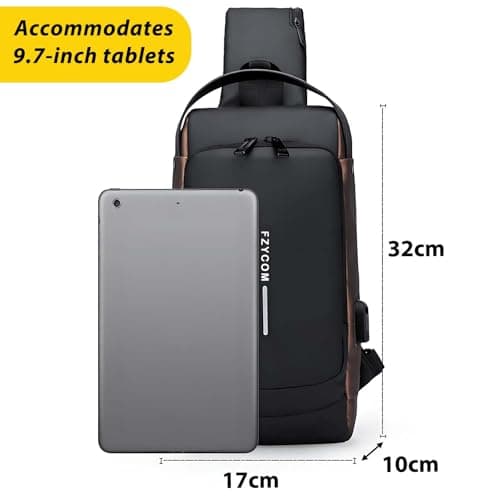 FZYCOM Sling Crossbody Bag, Anti Theft Cross Body Bag, Small Backpacks for Men Women, Men's Handbags & Shoulder Bags, Travel Hiking Daypack for Phones, Pads, power bank, keys, glasses, Credit Cards — view 3