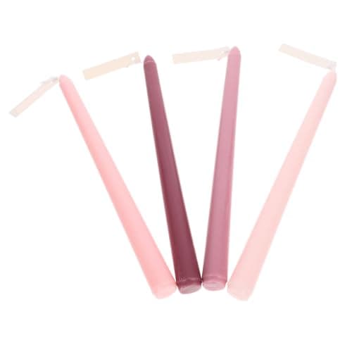 ULTECHNOVO Romantic Scented Taper Candles 4pcs, Nordic Gradient Pink Long Pole Design, Rose Fragrance, Smokeless Dining and Wedding Party Candle Decor