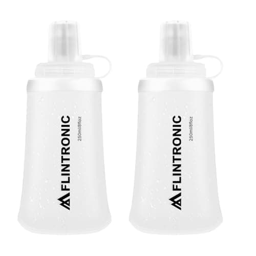 flintronic 2PCS Soft Flask TPU, 250ML Collapsible Water Bottle, Lightweight Running Soft Water Bottle for Unisex Hydration, BPA-Free, Leakproof Foldable Water Bottle for Running, Cycling, Climbing