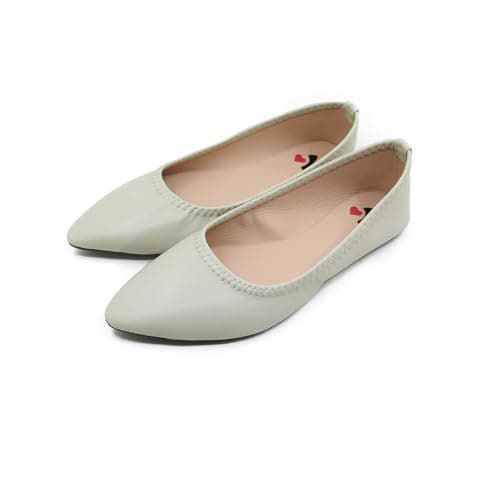 Foldable Ballet Flats for Women – Portable Roll Up Travel Shoes with Carry Pouch – Comfortable Slip-On Flats for Weddings, Parties (Green, UK Footwear Size System, Adult, Women, Numeric, Medium, 6)
