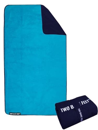 Two Bare Feet Sherpa Lined Waterproof Beach Travel Blanket – Warm, Cozy, Windproof Outdoor Blanket for Camping, Picnics, Hiking & Beach Days – Portable & Lightweight (Marine Blue/Blue, 145cm x 80cm) — view 2