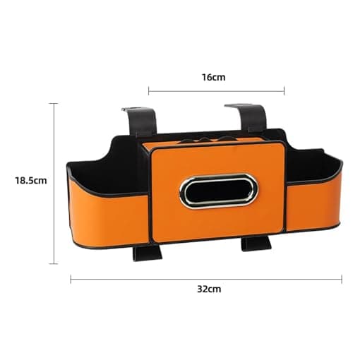 3 in 1 Car Backseat Organizer with Trash Can and No-Spill Cup Holders, Multi-Functional Headrest Storage Box for Phone, Tissue, Snacks-Perfect for Family Road Trips, Fits All SUV and Sedan. (Black) — view 2
