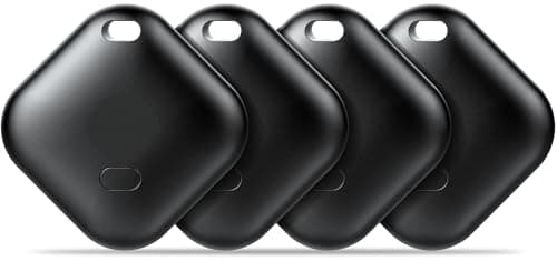 Bluetooth Tracker Tags for Android, Smart Item Locator Compatible with Google Find Hub App (Android Only), Anti-Lost Key Finder for Luggage, Keys, Backpacks, Wallet, Black 4-Pack
