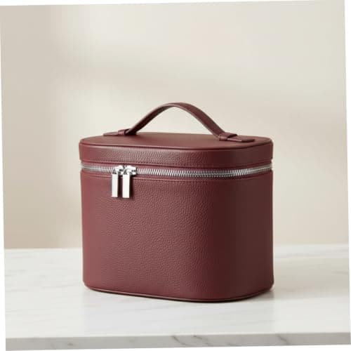 Perodlly Elegant Burgundy Travel Makeup Bag for Women, Vanity Case with Removable Divider for Organized Toiletries & Cosmetics, TSA-Friendly Toiletry Organizer. — view 3
