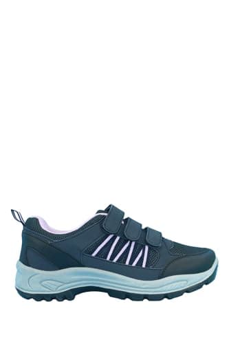 Truflex Ladies Wide EE Fit Hiker Shoe with Touch Fasten Strap, Cushioned Ankle Collar and Sturdy Outdoor Sole, Adjustable Comfort Walking Shoe Navy — view 2