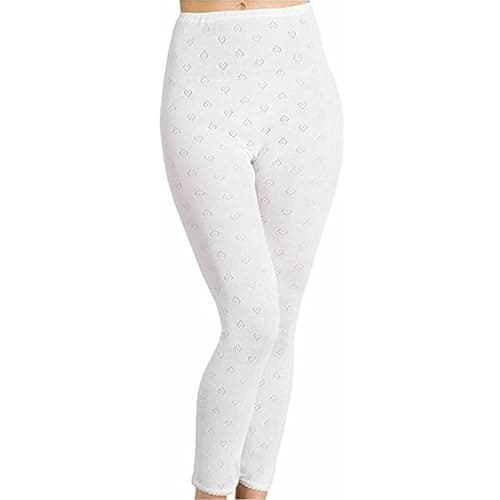 iTRONiK New Women's Thermal Long Johns Underwear Cotton Long Johns White or Black Made in The UK (White, M)