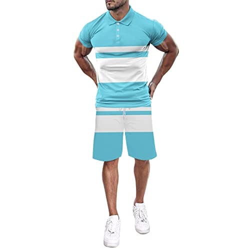 Mens Hawaiian Shirts and Shorts Set Sportswear Short Sleeve Outfit Track Suits Men Set Trousers Two-Piece Outfits for Men Sweat Outfit Sets Loungewear for Travel