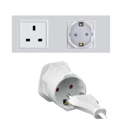 European 2-pin to UK 3-pin Plug Travel Adapter | Fused (13A) | Conforms to UK Safety Regulations and Electrical Circuits | (NOT for UK Shavers/Toothbrushes Bathroom Plugs)(1 Pack), White — view 2