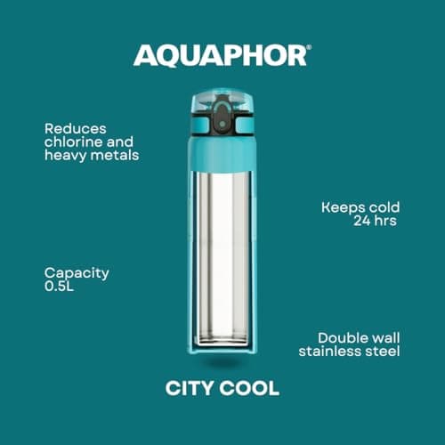 City Cool Stainless Steel Insulated Filter Water Bottle Fresh Teal 500ml — view 3