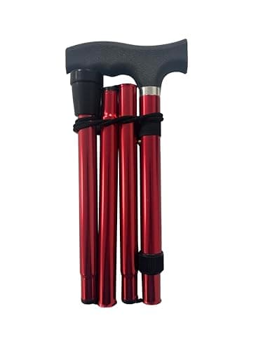 Life Healthcare Folding Walking Stick, Adjustable Aluminium Cane, Red — view 2