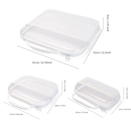 3 Pcs Clear Travel Toiletry Bags, Mesh Makeup Organiser Set with Handles, Portable Cosmetic Storage Pouch Case for Toiletries, Skincare, Brushes, Water-Resistant & Stackable Toiletry Organiser — view 2