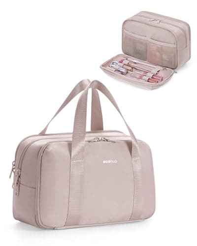 ECOHUB Toiletry Bags for Women, Wide-Open Travel Wash Bag with Wet Pocket