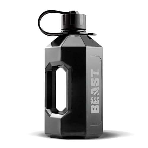 Beast 2 Litre Water Bottle 2L Large Gym Water Jug - Eddie Hall Merch, Black