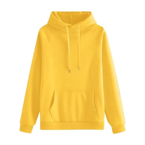 ziubauyke Womens Tracksuit Full Set Two Piece Long Sleeve Hoodie And Cuffed Sweatpants Outfits Lounge Wear Sets Ladies Fall Winter Co Ord Sets Solid Color Casual Travel Activewear Yellow — view 2