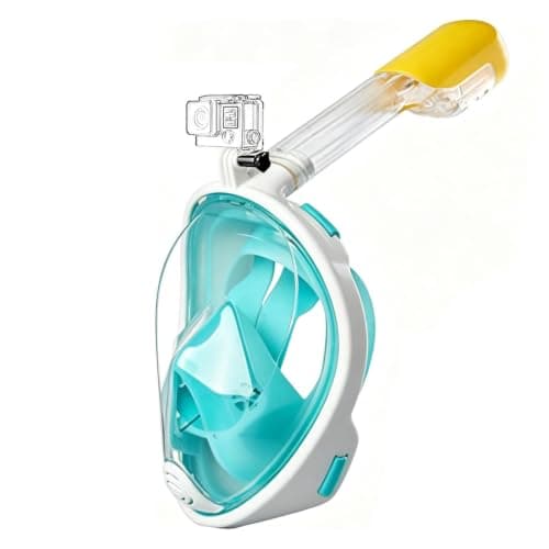 Full Face Snorkelling Mask, 180° Panoramic View Snorkel Gear, Sports Camera Compatible, Anti‑Fog Anti‑Leak Snorkel Mask for Adults & Kids for Beach Holiday (Green, L-XL)