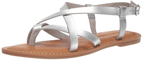 Amazon Essentials Women's Casual Strappy Sandal, Silver, 6 UK
