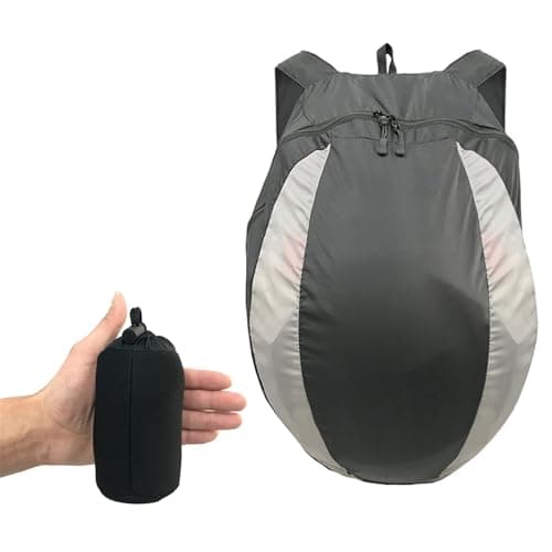 Motorcycle Helmet Backpack Bag, 28L Large Capacity Foldable Portable Backpack for Motorbike Bike Helmet Basketball, Lightweight Outdoor Sport Hiking Travel Daypack Cycling Rucksack for Men Women — view 5