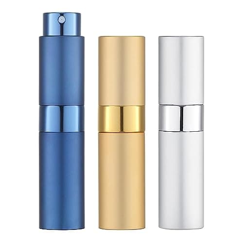Toureal Travel Perfume Atomiser Refillable - Mini Aftershave Spray Bottle - Small Glass Fragrance Atomizer for Women - Portable Empty Cologne Refill Pump Dispenser for Men Silver 3Pcs