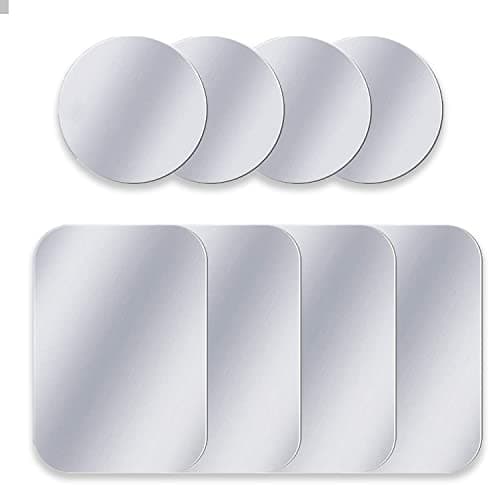 sphires 8 Pack Metal Plate for Magnetic Phone Car Mount 4 X Round and 4 X Rectangular Metal Plate for Car Magnetic Phone Holder
