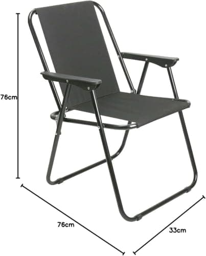 Unibos | Outdoor Deck Chair Garden Patio Folding Camping Picnic Beach BBQ Party Outdoor Black Chair (1 Black Chair) — view 3