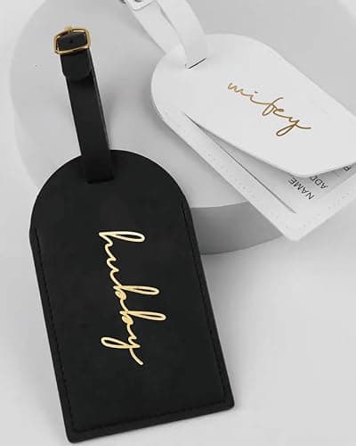GroomBrideGifts Mr and Mrs Luggage Tags, Bridal Shower Gift, Honeymoon Travel Essentials, A Wife & Hubby, 4 * 3 — view 4