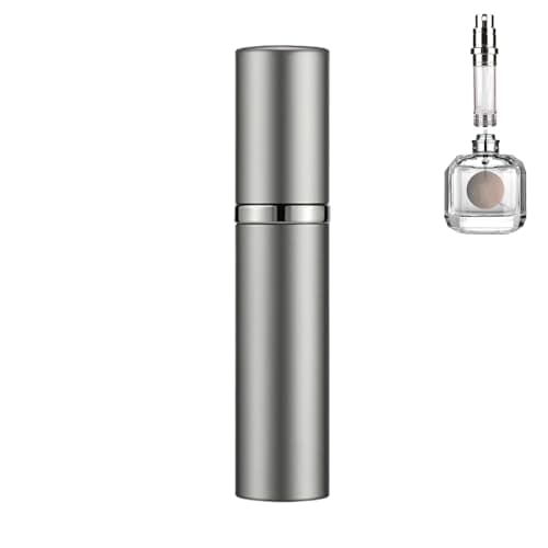 Perfume Atomiser, Refillable & Portable Travel Size Perfume Bottles, Leaking Proof, Bottom Pump without Funnel, Nano Mist, Dispensers, Leak Proof Cologne Dispenser for Women and Men,5ml (silvery)