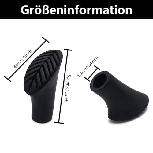 Pack of 4 Nordic Walking Poles, Walking Aid, Rubber Steps, Walking Poles, Rubber Buffers, Nordic Walking Poles, Walking Pads for Trekking, Asphalt, Gravel Mountains with Diameter (10 mm) — view 2