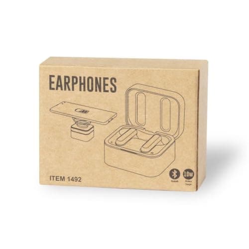 Sawfish Personalised Charger Earphones Billins Bluetooth Wireless Earbuds with Wireless Charging Pad, Bamboo Charging Case, Touch Control, USB-C Charging — view 2