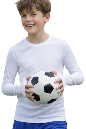 Re Tech UK - Boys Cotton Long Sleeve Base Layer Thermal Top (White 10-11)