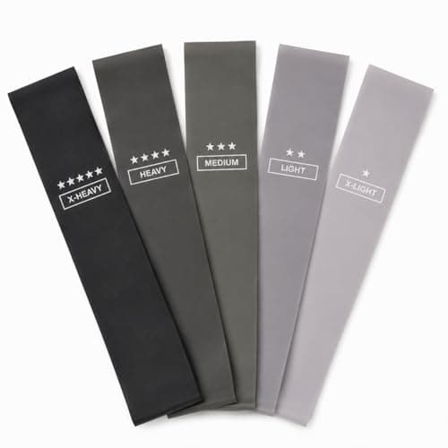Resistance bands set- 5 Levels for Glutes, Legs & Full body workouts,Booty Bands for Yoga,Pilates,Strength Training for Men and Womens, Non slip Premium Naturel Latex, Black to Grey, Home,Gym& Pilates — view 2